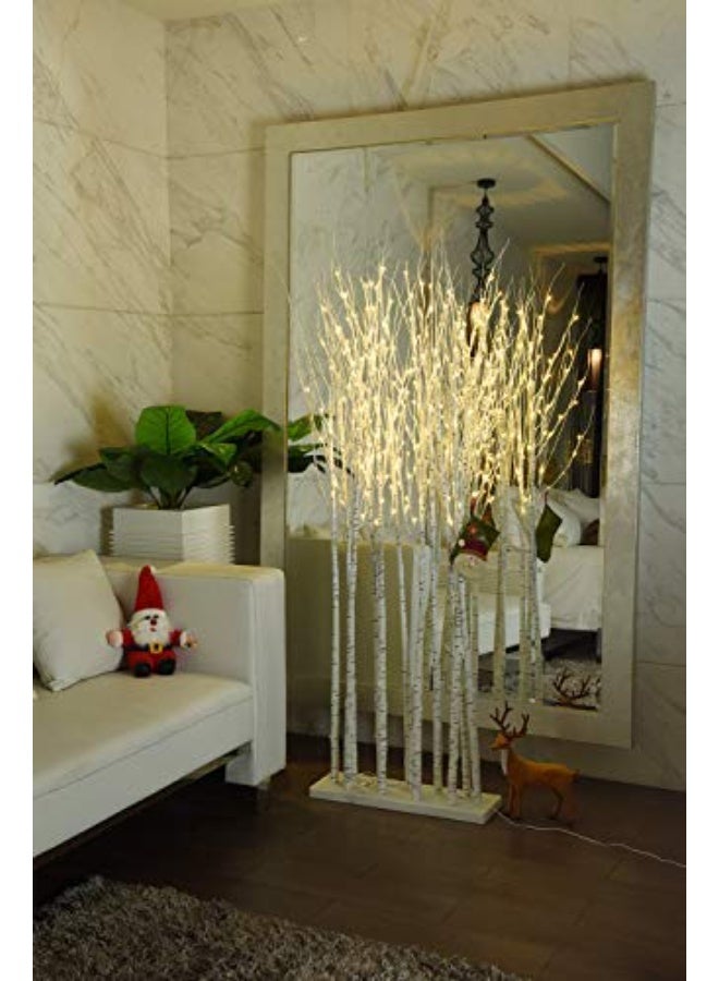 مصباح أرضي على شكل شجرة بتولا مضاء بتقنية LED من MemOffice مع أضواء خرافية بيضاء دافئة، مصباح شجرة داخلي مزخرف لتزيين المنزل